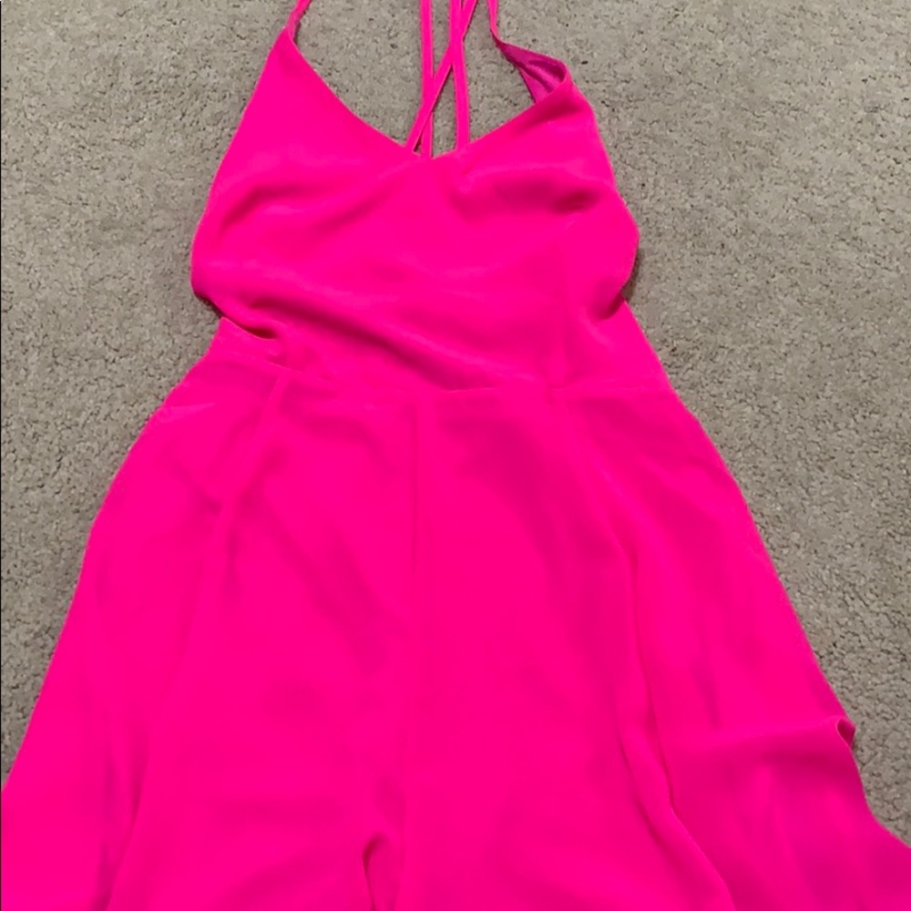 Hot pink backless romper mini